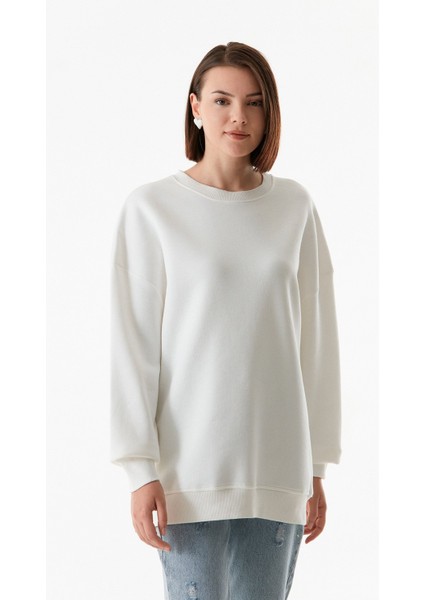 Basic Bisiklet Yaka Sweatshirt