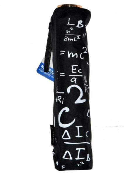 Rüzgara Dayanıklı Unisex Siyah Matematik Desenli Şemsiye