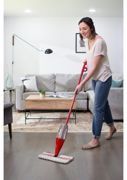 Kırmızı Mikrofiber Çift Taraflı Sprey Mop Seti, TR Menşei, Temizlik İçin Uygun