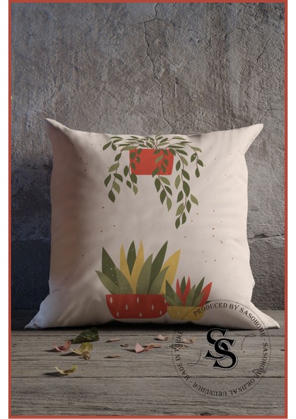 Krem Zemin Üzerine Çiçekler Desenli Dijital Baskılı 4lü Kadife Kırlent Kılıfı fırsatları