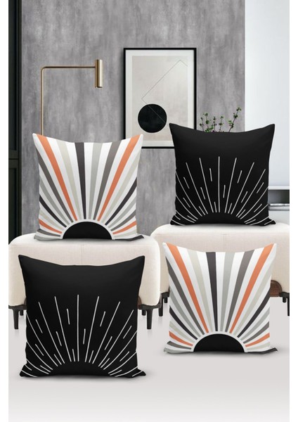 Minimalist Serisi Çift Tarafı Dijital Baskılı 4'lü Kırlent Kılıfı Seti (Minimalist Cover Set)