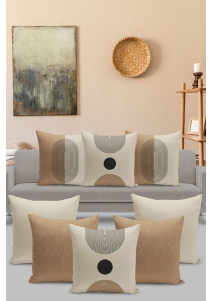 8'li Kırlent Kılıf Seti Çift Taraflı Dijital Baskılı (Yüksek Kalite Mikropetek Kumaş)