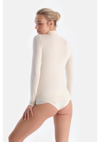 Ekru 5118KC Modal Kaşmir Balıkçı Yaka Uzun Kollu Üst fiyatları