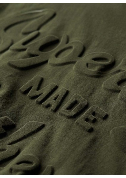 Bisiklet Yaka Düz Koyu Yeşil Erkek T-Shirt M1011915A1KM_EMBOSSED Archıve Graph fırsatları