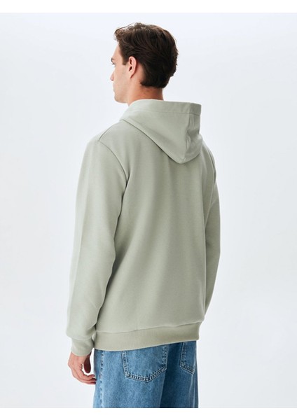 Sıgnlı Kapüşonlu Fermuarsız Regular Fit Yeşil Sweatshırt modelleri