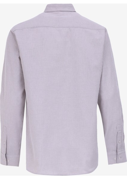 Regular Fit Düğmeli Yaka Çizgili Bej Erkek Gömlek FC4WM-GML 2572 fiyatları