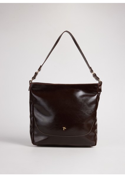 Kahve Kadın Omuz Çantası Pullup-Delma