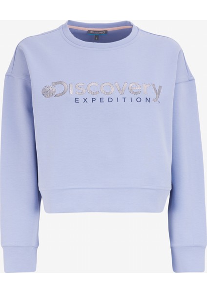 Mavi Kadın Bisiklet Yaka Crop Fit Baskılı Sweatshirt D4WL-SWT3010