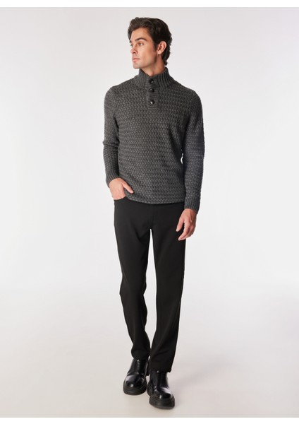 Normal Bel Normal Paça Siyah Erkek Chino Pantolon F4WM-PNT 2780