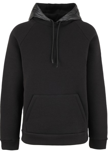 Kapüşon Yaka Düz Siyah Erkek Sweatshırt F4WM-SWT 2234