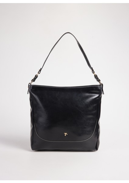 Siyah Kadın Omuz Çantası Pullup-Delma