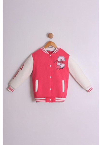 Positive Baskılı Kız Çocuk Kolej ceket - Fuşya