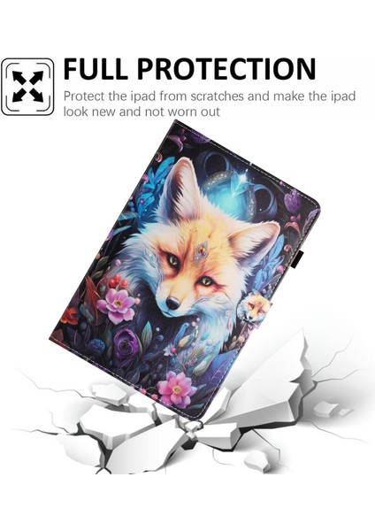iPad 10.9 (2022) Desen Baskı Tam Koruma Pu Deri Standı Fox Tablet Kılıfı (Yurt Dışından) fırsatları