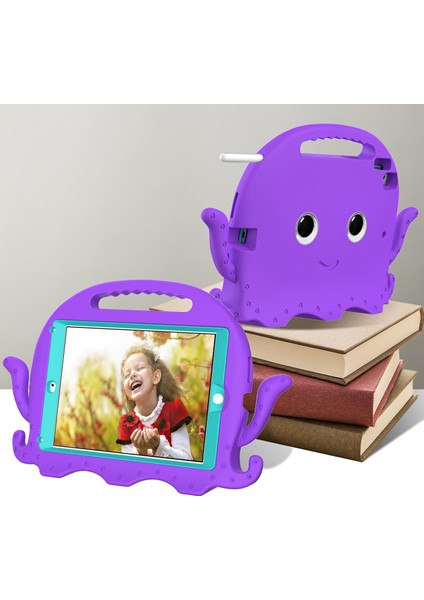 iPad 9.7 Inç (2017 2018) Sevimli Karikatür Ahtapot Kalem Yuvası Tam Saplı ve Omuz Askılı Koruyucu Tablet Kılıfı (Yurt Dışından) indirimleri