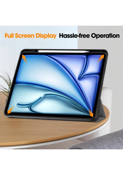 iPad Air 13 (2024) Deri Üç Katlı Stand Kalem Yuvalı Tablet Kılıfı (Yurt Dışından) indirimleri