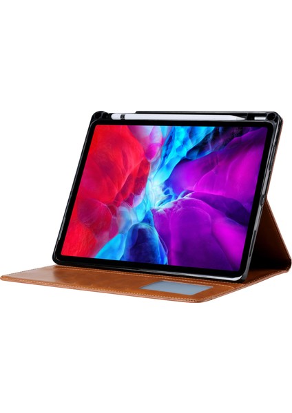 iPad Pro 11 (2024) Kart Yuvası Cüzdan Pu Deri Otomatik Uyandırma uyku Kalem Yuvalı Tablet Kılıfı (Yurt Dışından)