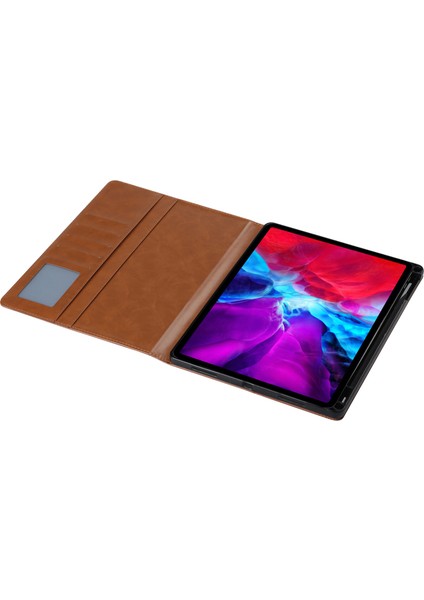 iPad Pro 11 (2024) Kart Yuvası Cüzdan Pu Deri Otomatik Uyandırma uyku Kalem Yuvalı Tablet Kılıfı (Yurt Dışından)