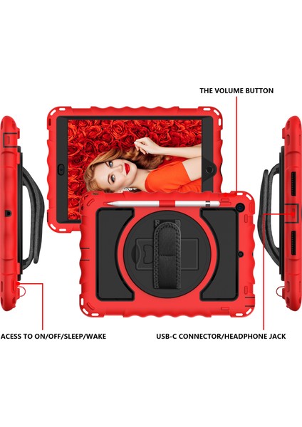 iPad 10.2 Döner Tekme Standlı (2019 2020 2021) Silikon Omuz Askılı Pc Tablet Kılıfı (Yurt Dışından) modelleri