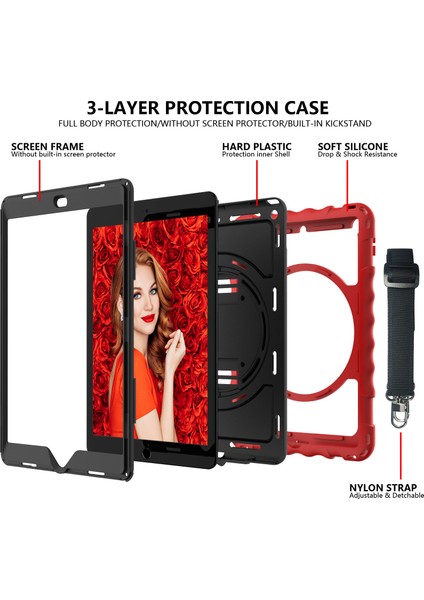 iPad 10.2 Döner Tekme Standlı (2019 2020 2021) Silikon Omuz Askılı Pc Tablet Kılıfı (Yurt Dışından) indirimleri