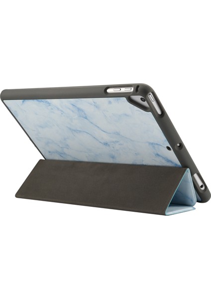 Mermer Desenli Üç Katlı Stand Smart Folio Pu Deri iPad 9 7 Inç (2018 2017) Kalem Yuvalı Tablet Kılıfı (Yurt Dışından) indirimleri