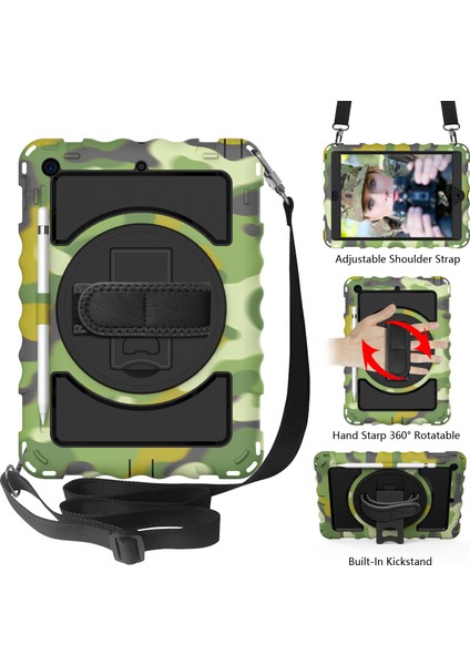 Pc Tpu Hibrit 360 Derece Dönebilen Tekme Standlı iPad 10.2 El Askısı ve Omuz Askısı (2019 2020 2021) KAMUFLAJ Tablet Kılıfı (Yurt Dışından) fiyatları
