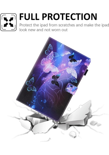 iPad 10.9 (2022) IPAD 10. Nesil Desen Baskı Pu Deri Çapraz Doku Katlanabilir Standlı Kart Tutucu Koruyucu Tablet Kılıfı (Yurt Dışından)