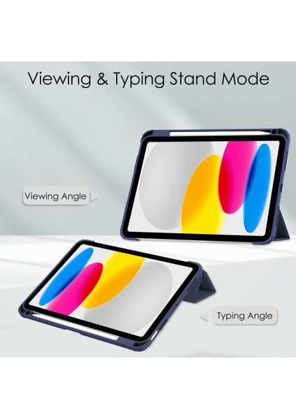 iPad 10.9 (2022) Pu Deri Tpu Akrilik Düşmeyi Önleyici Standlı kalem Yuvalı Koruyucu Tablet Kılıfı (Yurt Dışından)