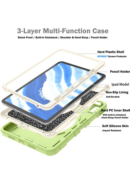 Forestl Digital iPad Air 11 (2024) X Shaped Serisi stand Pc Omuz Askılı Silikon Tablet Kılıfı (Yurt Dışından)