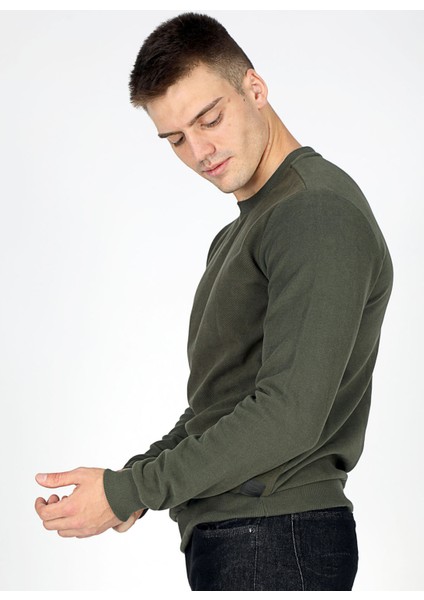 Bisiklet Yaka Haki Erkek Sweatshırt 251 Lcm 241041 Newdıagonal Haki