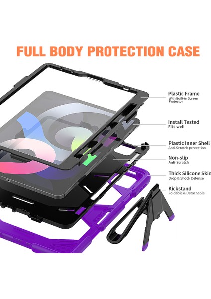 Silikon Pc Hibrit Harika Tamlı iPad Air (2020 2022) Standlı Tablet Kılıfı (Yurt Dışından)