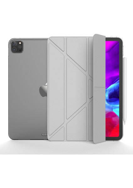 Manyetik Emme Origami Akıllı Tpu Deri iPad Pro 12.9 (2022 2021 2020) GRI Tablet Kılıfı (Yurt Dışından)