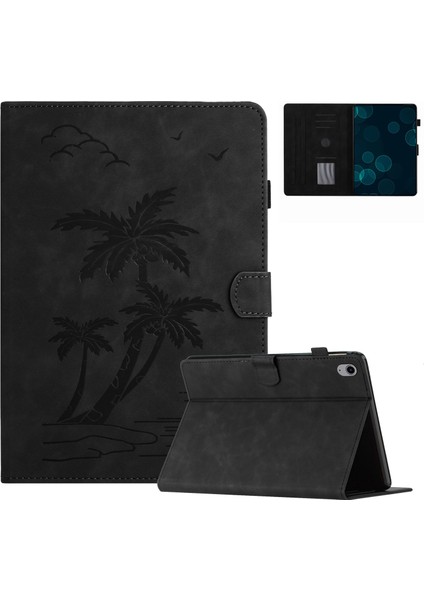 iPad Mini (2021) Smart Case Pu Deri Hindistan Cevizi Ağacı Baskılı Kart Tutuculu Tablet Kılıfı (Yurt Dışından)
