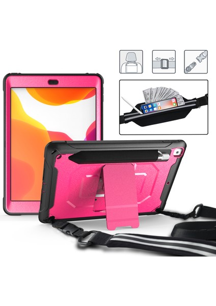 Omuz Askısı Stand Zırh iPad 10.2 (2020 2019 KALEM lı) Rose Tablet Kılıfı (Yurt Dışından)