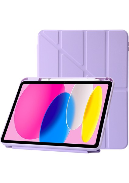 Origami Standı iPad 10.9 (2022) Otomatik Uyandırma uyku Pu Deri Akrilik Tam Koruma Tablet Kılıfı (Yurt Dışından)