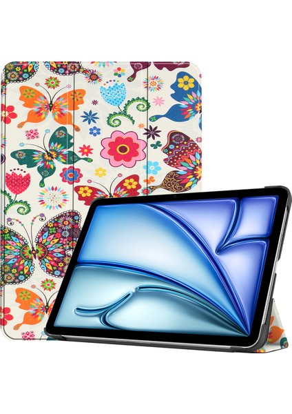 iPad Air 11 (2024) Üç Katlı Stand Desenli Otomatik Uyandırma uyku Ler Tablet Kılıfı (Yurt Dışından)