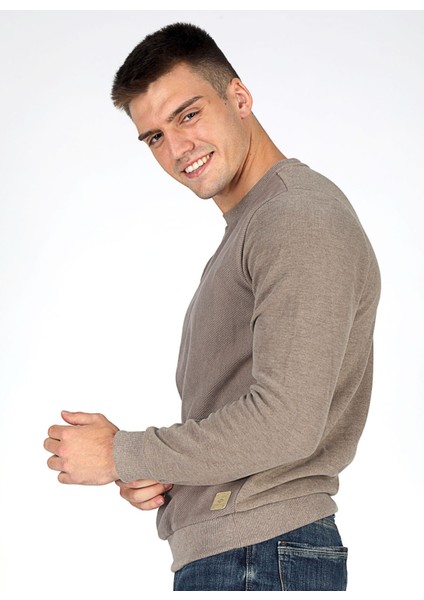 Bisiklet Yaka Koyu Bej Erkek Sweatshırt 251 Lcm 241041 Newdıagonal K. Bej modelleri