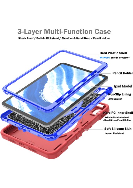 Forestl Digital iPad Air 11 (2024) X Shaped Serisi stand Pc Silikon Omuz Askılı Tablet Kılıfı (Yurt Dışından)