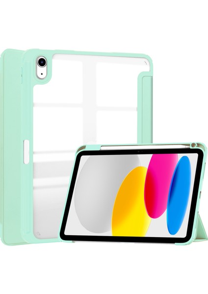 iPad 10.9 (2022) Pu Deri Tpu Akrilik Düşmeyi Önleyici Koruyucu ve Stand kalem Yuvası Gece Yarısı i Tablet Kılıfı (Yurt Dışından)