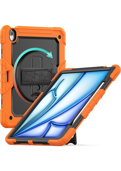 iPad Air 13 (2024) Pc Silikon Toz Geçirmez Ekran Koruyucu omuz Askısı Turuncu Tablet Kılıfı (Yurt Dışından) modelleri
