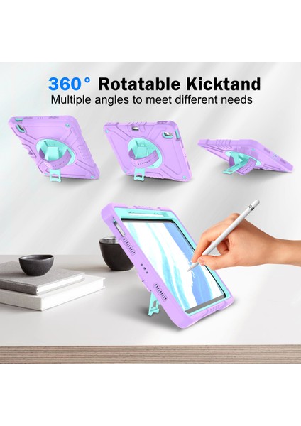 iPad Air 11 (2024) X Shaped Serisi Tekme Standı Pc Omuz Askılı Silikon Tablet Kılıfı (Yurt Dışından)