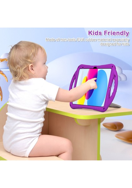 iPad 10.9 (2022) Koruyucu Pc Silikon Dönen Tekme Standı Saplı Düşmeyi Önleyici Tablet Kılıfı (Yurt Dışından)