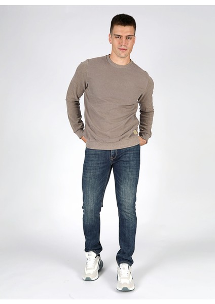 Bisiklet Yaka Koyu Bej Erkek Sweatshırt 251 Lcm 241041 Newdıagonal K. Bej