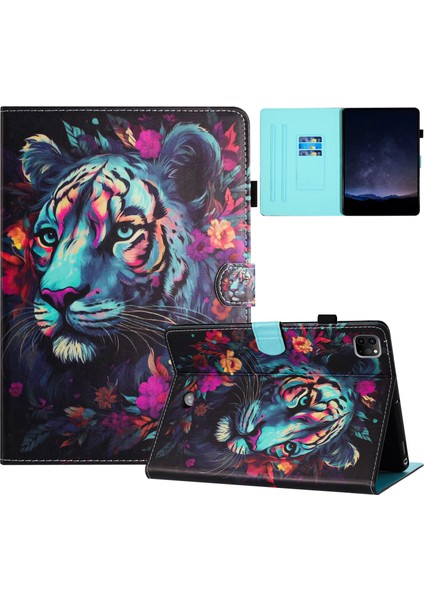 iPad Pro 11 (2020 2021 2022) AIR (2020 2022) Deri Kart Yuvası Kaplan Tablet Kılıfı (Yurt Dışından)
