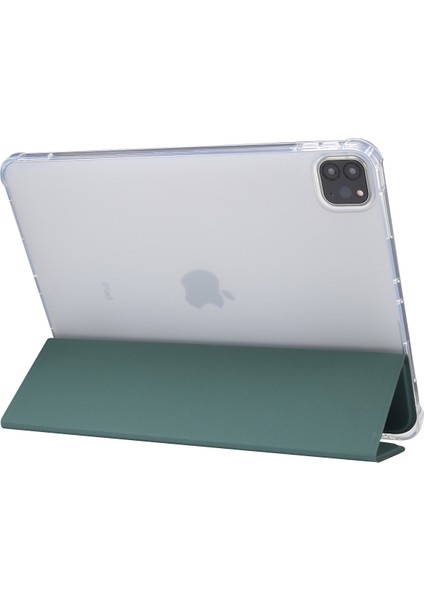 iPad Pro 11 Inç (2022 2021 2020) Cilt Duygusu Üç Katlı Stand Deri Tpu Kalem Yuvalı Tablet Kılıfı (Yurt Dışından)