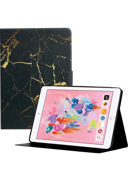 Desen Baskı Deri iPad 10.2 (2019 2020 2021) Folio Smart Kart Tutuculu Stand Mermer Tablet Kılıfı (Yurt Dışından)