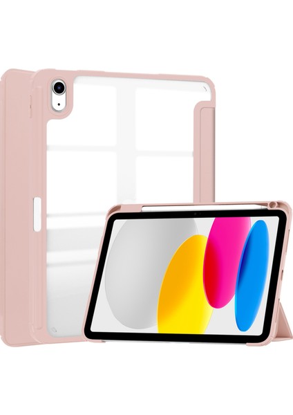 iPad 10.9 (2022) Pu Deri Tpu Akrilik Stand kalem Yuvası ile Düşmeyi Önleyici Koruyucu Tablet Kılıfı (Yurt Dışından)