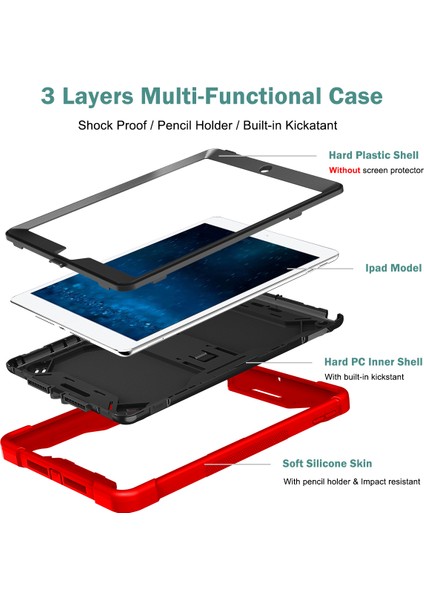 Forestl Digital iPad 9 7 Inç (2017 2018) 3'ü 1 Arada Ağır Hizmet Silikonu Pc Stand Tablet Kılıfı (Yurt Dışından)