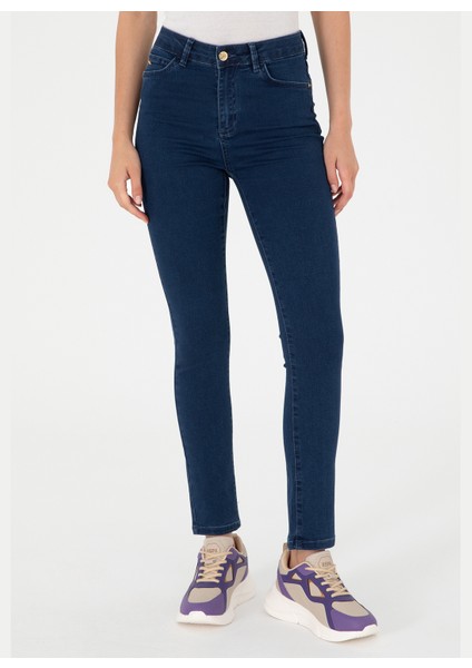 Normal Bel Normal Paça Toothpick Koyu İndigo Kadın Denim Pantolon RC-ISSY24K-K fiyatları