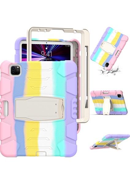 Stand Tamı iPad Pro 11 Stylus Kalemli Manyetik Eşleştirme ve Şarj Fonksiyonlu Düşmeye Dayanıklı Hibrit Tablet Kılıfı (Yurt Dışından)