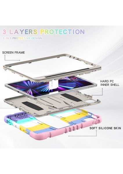 Stand Tamı iPad Pro 11 Stylus Kalemli Manyetik Eşleştirme ve Şarj Fonksiyonlu Düşmeye Dayanıklı Hibrit Tablet Kılıfı (Yurt Dışından)